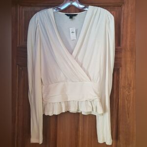 Banana Republic Cream Wrap Peplum Blouse